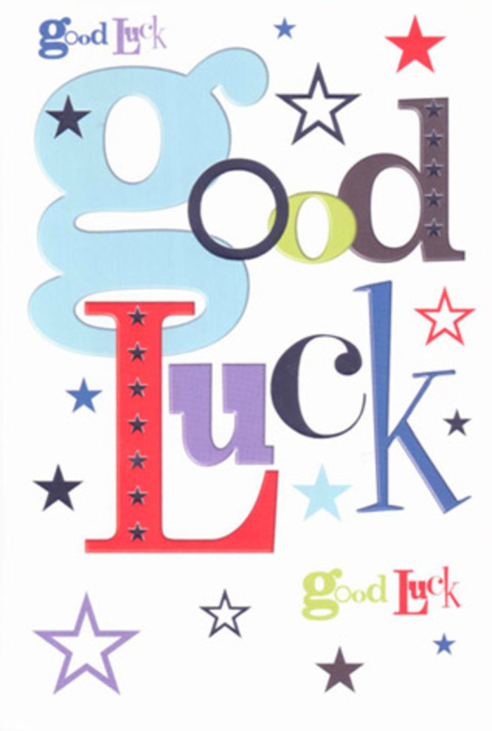 This luck-inspired card, a vivid celebration frequently found among Sipson's boutique selections, is alive with bright colours and personality. Pastel blue letters stretch confidently beside slender black ones; an exuberant red offers a visual exclamation point, each accented by scattered stars reminiscent of a celebratory sky above Sipson Green. The typography and colour bursts are artfully arranged, creating a composition that cheers in gentle harmony-much like the laughter and support of a gathering at the local Sipson community centre. Each star, large or faint, feels like a blessing dashed across the white expanse, allowing the vibrant hues to breathe and shine. In hand, the card reveals its fine, tactile quality, inviting the giver to press it lovingly into a friend's palm, just as a florist would add a final flourish of ribbon to a bespoke bouquet. Radiating hope and real belief, this card carries the essence of beginnings, a talisman for the new journeys Sipson residents so often celebrate together.