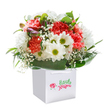 Radiating an uplifting and sincere energy, this luscious floral bouquet crafted in Sipson is like a pocket of spring captured in one elegant arrangement. Soft coral and vibrant red carnations, each petal delicately ruffled and velvety to the touch, mingle with pure white daisies that glow with golden-green eyes, inviting joy with every glance. Baby's breath is artfully scattered throughout, its gentle clusters reminiscent of early-morning mist along Sipson's tranquil pathways. Hints of unopened, purple-tinged buds peek from the foliage, offering quiet promise and depth to the ensemble. Generous, glossy green leaves cradle the composition, arching gracefully and framing the blooms so that their colours sing with extra brightness. Nestled in a clean white gift bag with practical ribbon handles, the bouquet is photographed against a bright, minimalist background that keeps every eye on the intricate dance of colour and form. This arrangement would make the perfect surprise for a birthday, new beginning, or simply to bring a smile to someone's day-whether they're near Sipson's village green or enjoying a moment at a local café. Every petal and sprig reflects the care and expertise of Sipson's local florists, capturing both the essence of the community and the spirit of thoughtful gifting.