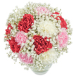 This bouquet, crafted with care in the heart of Sipson, radiates a gentle poetry-a soft cloud of white baby's breath wrapping vibrant carnation blooms in layers of affection. Hues of passionate red, soft blush pink, and creamy white blend seamlessly, their ruffled petals rising together like the chorus of a serene morning on Sipson's leafy outskirts. The baby's breath weaves between the larger flowers, its tiny stars floating in the air-imparting a sense of calm, like dew settling in local gardens at dawn. The clear round vase subtly frames the stems, grounding the dreamy composition and ensuring the focus remains on the bouquet's lush top. Bathed in bright, flattering light against a clean white background, every detail of freshness and craftsmanship is beautifully brought to life. This arrangement is ideal for sharing milestones or moments of gratitude within the Sipson community-a perfect expression for birthdays, anniversaries, or a heartfelt thank you, quietly filling a space with its warmth and optimism.