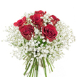Epitomizing romantic simplicity, this hand-tied bouquet from a Sipson florist tells a gentle story with every detail. Six sumptuous red roses sit proudly at the arrangement's heart, their velvety petals richly layered in tight yet unfolding spirals. Surrounding the roses is a luminous ruff of tiny white baby's breath, each blossom feather-light, conjuring the airiness of clouds drifting over Sipson's tranquil orchards. The colours are perfectly in tune: passionate crimson balanced by the ethereal white, both heightened by the glimpse of crisp green stems, freshly cut and expertly bundled at the base. There is an easy elegance in the arrangement's round silhouette, as if composed just moments before gifting to preserve every nuance of freshness. Its subtle fragrance blends sweetness with a hint of greenery, capturing the feeling of open Sipson fields in early spring. Created for intimate moments-an anniversary, a tender apology, or to say 'you are cherished'-this bouquet brings timeless grace, crafting a quiet yet profound gesture for anyone lucky enough to receive it within Sipson's welcoming community.